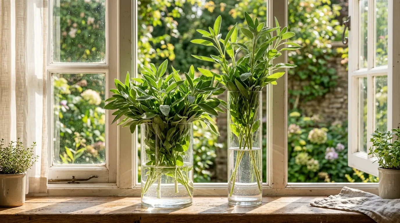 Sage in Tall Glass Vases
